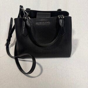 Michael Kors Black Leather Crossbody Purse Detachable Strap Shoulder Bag